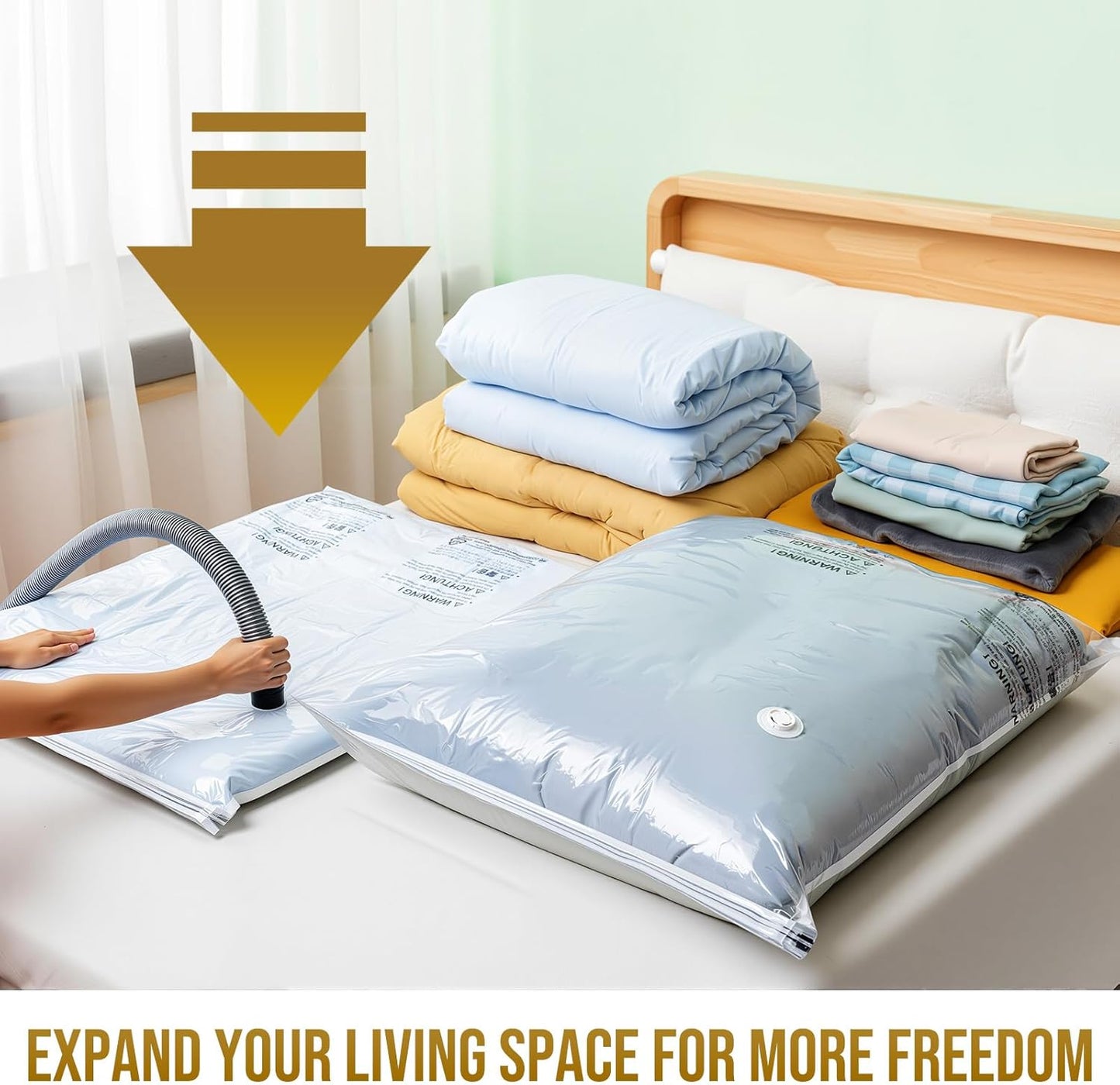 4 Pack Vacuum Storage Bags, Jumbo Vacuum Seal Bags for Clothing (40X31 Inch), Space Saver for Bulky Bedding, Comforters, Blankets, Pillows, Large Closet Organization and Storage