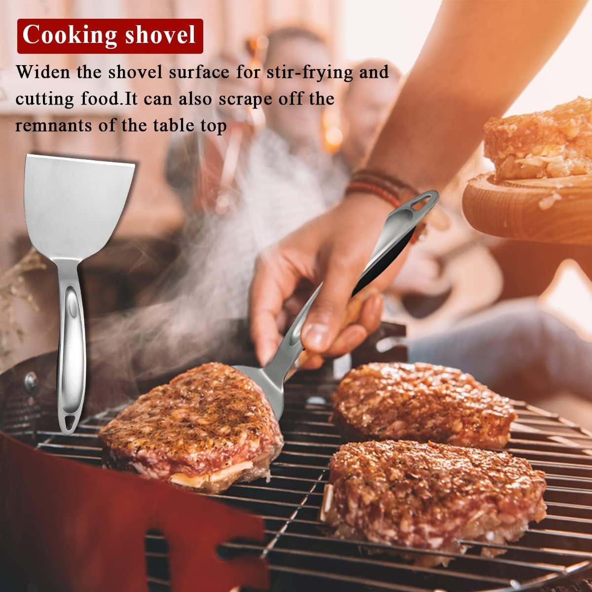 5-Piece Stainless Steel Grill Accessories Kit with Bakelite Handles for Heat Resistance and Durability