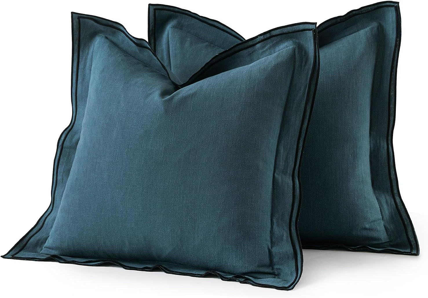 Linen Throw Pillow Covers, 2 Piece 18X18 Inch Blue, Boho Euro Pillowcases for Bed to Infuse Elegance, Ideal for Sofa Couch Cushion in Home Decor Upgrade