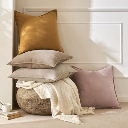 Pack of 2 Blush Pink Decorative Pillow Covers 18X18 Inch Soft Chenille Luxurious Couch Throw Pillows Farmhouse Cushion Covers with Elegant Design for Sofa Bedroom Living Room Home Decor