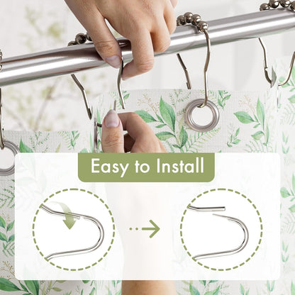 Shower Curtain Rings, Set of 12, Rust-Resistant Metal Shower Hooks Ring Shower Rings for Curtain Rolling Shower Curtain Hooks for Bathroom Shower Rod Shower Curtain Hangers, Nickel