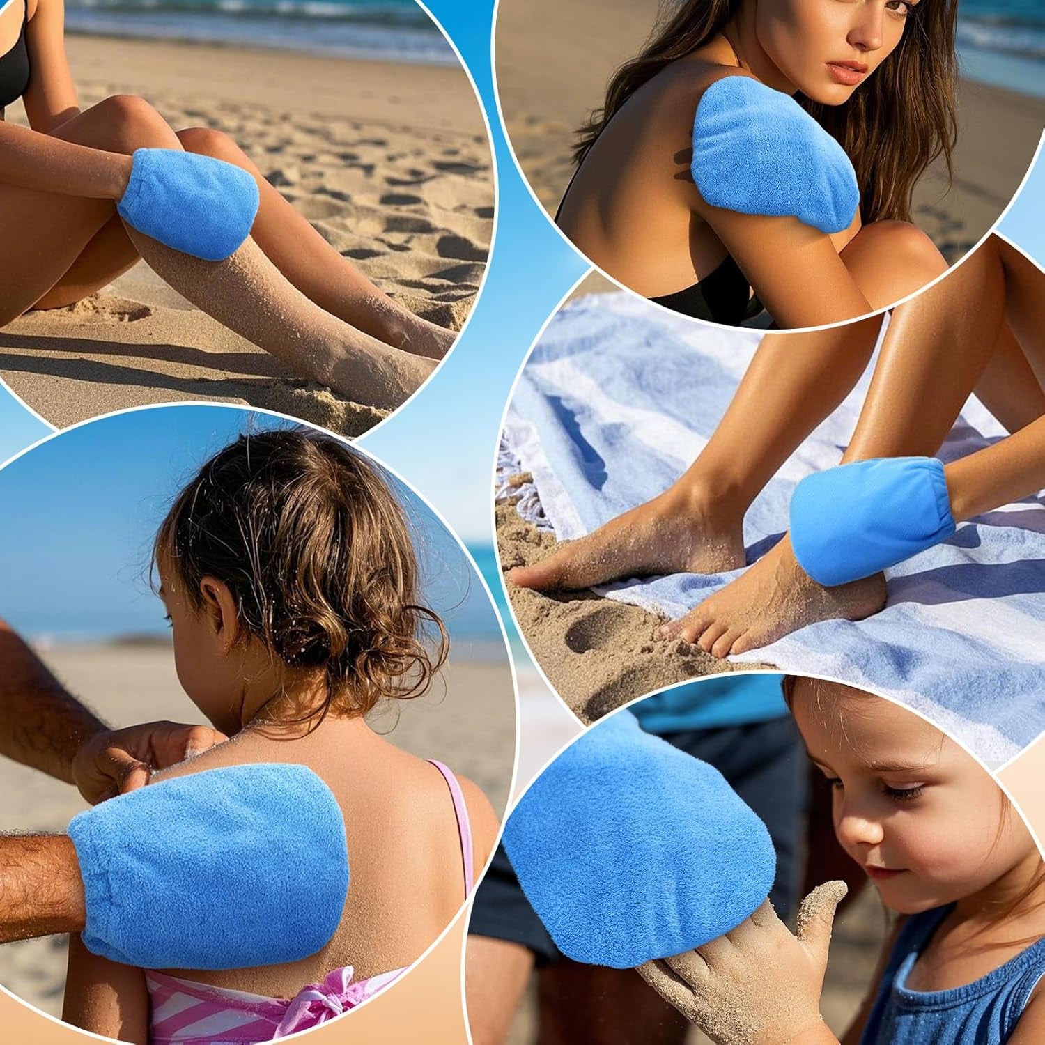 2 in 1 Sand Remover for Beach,2Pcs Sand Wipe off Mitts for Beach,Beach Vacation Essentials for Kids Adults,Beach Day Accessories Must Haves for Women,Summer Family Beach Needs Items Necessities