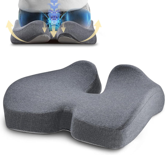 X Large Seat Cushions, 1 Pack Gel Memory Foam Office Chair Pads with Non-Slip Backing, Eligible Tailbone Pain Relief Cushion, Hip Warp Shape Washable Chair Cushions, 24" X 16" X 4"