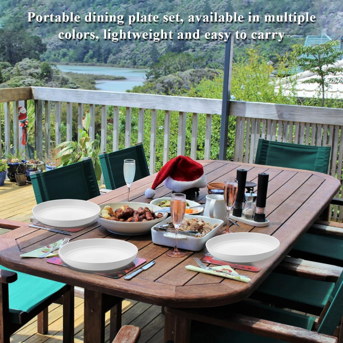 Set of 12 Durable 9-Inch White Plastic Plates - Reusable Unbreakable Dinnerware for Home, Kids, and Outdoor Activities