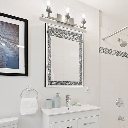 Rectangular Wall Mirror Crystal Crush Diamond Mirror for Home Décor Accent Mirror for Bathroom, Entryway and Bedroom, 16" X 20"
