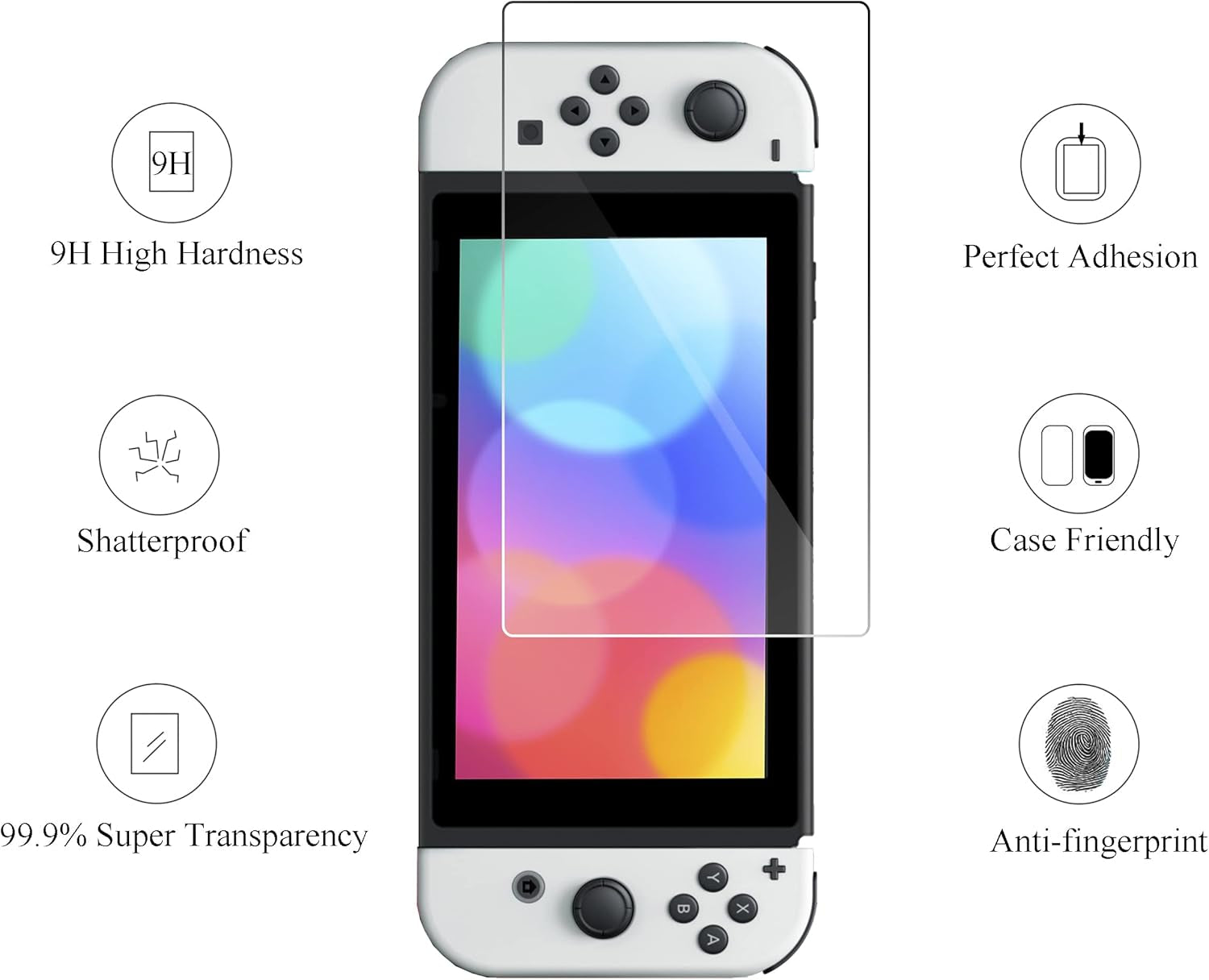 Tempered Glass Screen Protector for Nintendo Switch OLED Model 2021 [7 Inch] anti Scratch 9H Hardness [2 Pack]