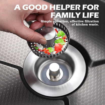 2 Pack Kitchen Sink Drain Strainer, 3 in 1 Sink Stopper Fits US Standard 3-1/2" Drains Sink Strainer with 304 Stainless Steel Pop Ups Anti-Blocking Anti-Rust High Temperature Resistant