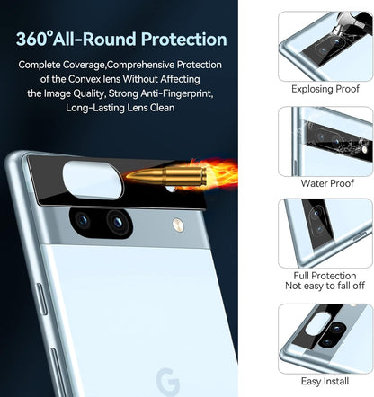 Screen Protector for Google Pixel 7A Tempered Glass Film [2 Pack] with [2 Pack] Camera Lens Protector Tempered Glass with [Alignment Frame] Transparent HD Clear Anti-Scratch, 6.1 Inch