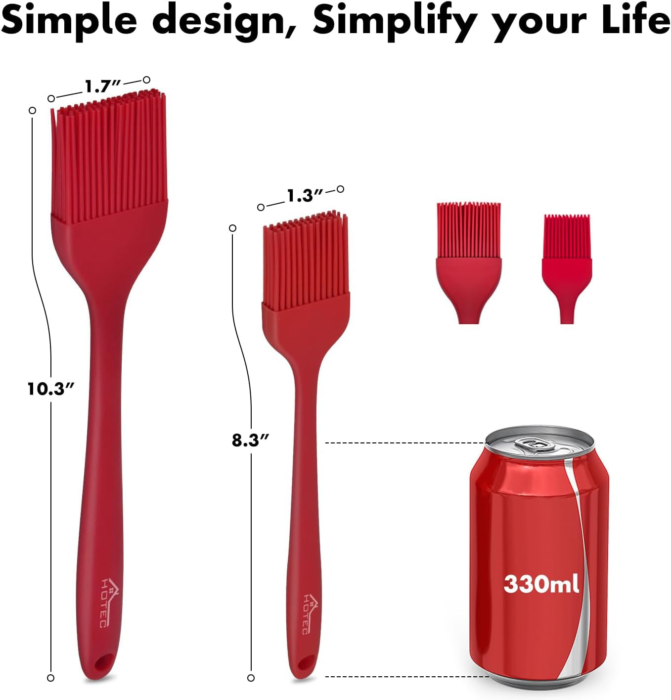 Basting Brushes Silicone Heat Resistant Pastry Brushes Spread Oil Butter Sauce Marinades for BBQ Grill Barbecue Baking Kitchen Cooking BPA Free Dishwasher Safe (Red 2)