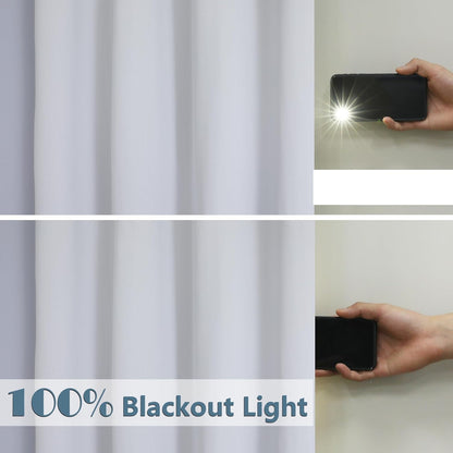 2 Panels 100% Blackout Curtain Liners with 13 Rings, 100% Darkening Blackout Liner for 63 Inch Curtains, Each 40" Wx58 L, 2 Liners per Set with 14 Pieces Rings