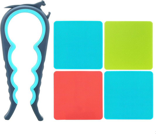 Latest Jar Opener with 4 Rubber Jar Gripper Pads for Weake Hands Senior with Arthritis Hands and Children