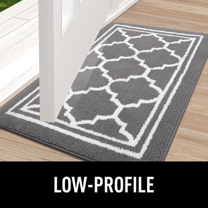 Indoor Door Mat 2 Pieces, Doormat for Entryway Size 32X20 and 30X17 in Grey 2 Item Bundle