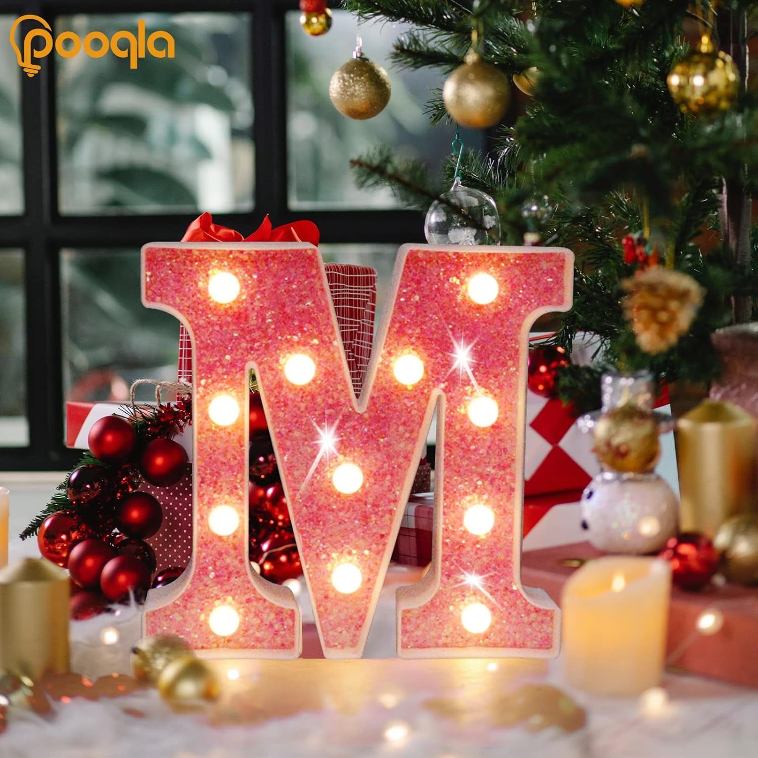 LED Marquee Letter Lights, Light up Pink Letters Glitter Alphabet Letter Sign Battery Powered for Night Light Birthday Party Wedding Girls Gifts Home Bar Christmas Decoration, Pink Letter A