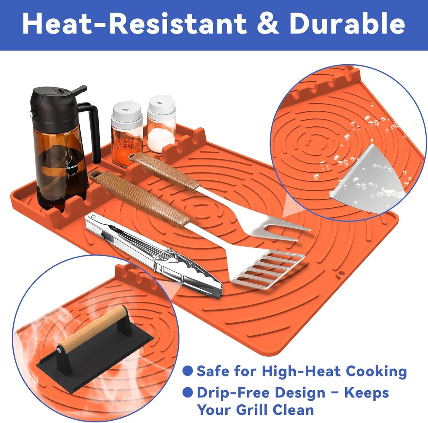 Silicone Grill Mat Compatible with Blackstone, Ninja Flexflame Outdoor Grill, Grilling Accessories Grill Mats for Blackstone Outdoor Griddles BBQ Accessories for Ninja Grills