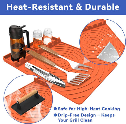 Silicone Grill Mat Compatible with Blackstone, Ninja Flexflame Outdoor Grill, Grilling Accessories Grill Mats for Blackstone Outdoor Griddles BBQ Accessories for Ninja Grills