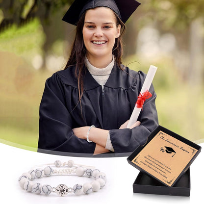 Graduation Compass Bracelets for Her Him,Graduation Gifts for Her,Natural Stone Beads Graduation Bracelet,College Graduation Gifts High School Graduation Gifts for Teen Girls