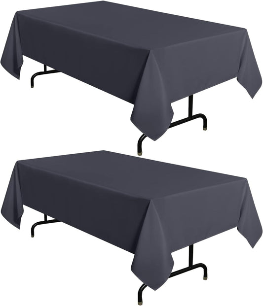 2 Pack Dark Grey Tablecloth 60 X 102 Inch, Rectangle 6 Feet Table Cloth - Stain and Wrinkle Resistant Washable Polyester Table Cover for Dining Tables, Buffet Parties and Camping