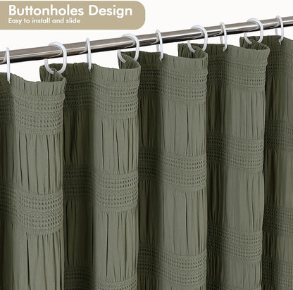 Sage Green Shower Curtain, Farmhouse Rustic Striped Textured Fabirc Stall Shower Curtain for Bathroom Narrow Stall Size, Hotel Style, Machine Washable, Sage Green, 36X72