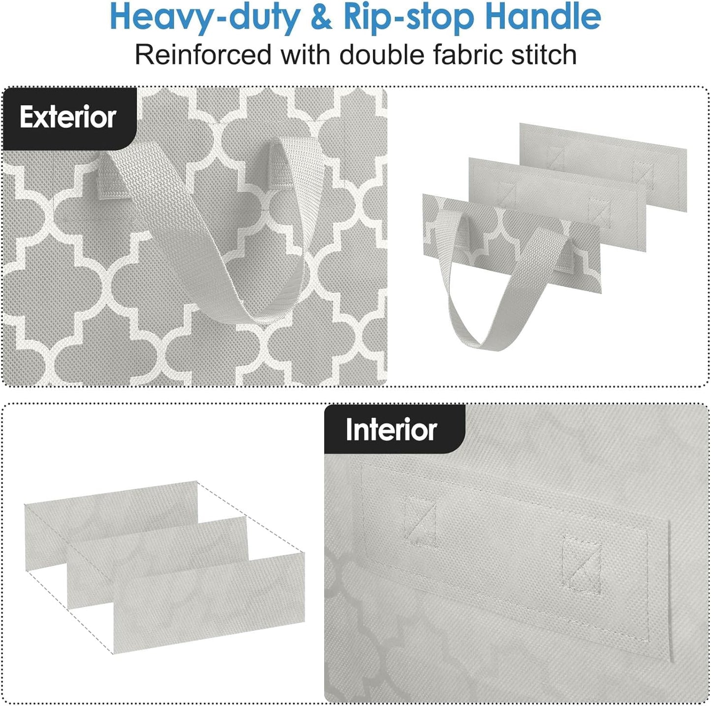 Storage Bags 3 Pack/100L Large Blanket Clothes Organization and Storage Containers for Comforters,Bedding, Foldable Organizer with Reinforced Handle, Clear Window, Sturdy Zippers,Lvory