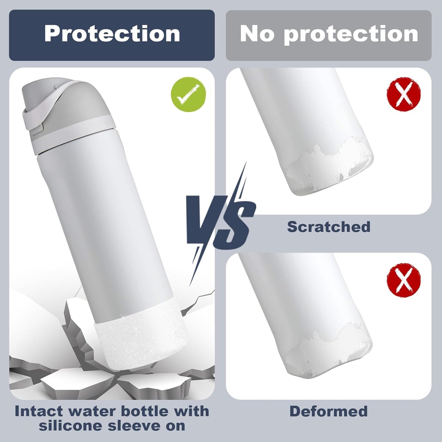 2 PCS Glitter Silicone Boot for Owala Water Bottle, Anti-Slip Protective Sleeve for Freesip/Twist/Flip Stainless Steel Water Bottles Accessories