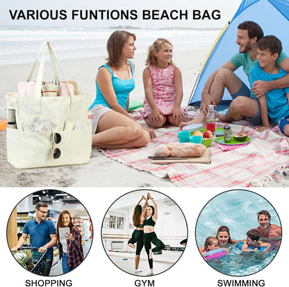 Waterproof Beach Tote Pool Bags for Women Ladies Extra Large Gym Tote Carry on Bag with Wet Compartment for Weekender Travel