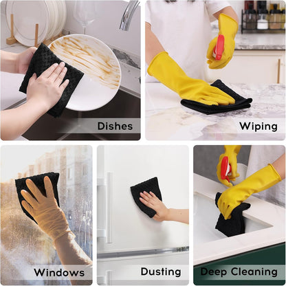 Microfiber Cleaning Cloth, 12 Pack Soft and No Lint Microfiber Towels Cleaning Supplies, Absorbent Fast Drying Cleaning Rags for Housekeeping, Kitchen, Window, 12 X12 Inches, Black