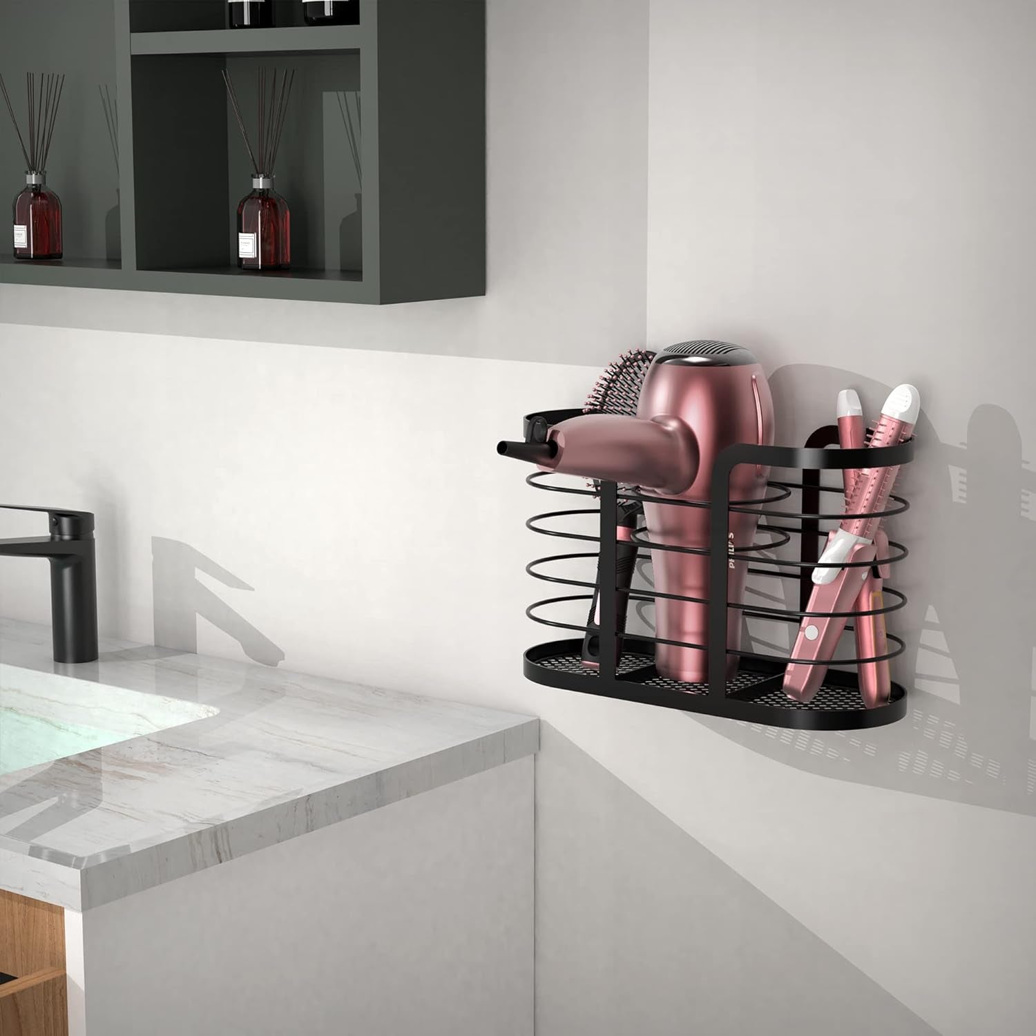 Hair Tool Organizer - Cabinet Door Storage Solution for Hair Dryers, Flat Irons, and Curling Irons