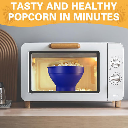 The Original  Microwaveable Silicone Popcorn Popper, Microwave Popcorn Popper, Collapsible Microwave Popcorn Maker Bowl, No Oil Required, Use in Microwave, Dishwasher Safe (Blue)
