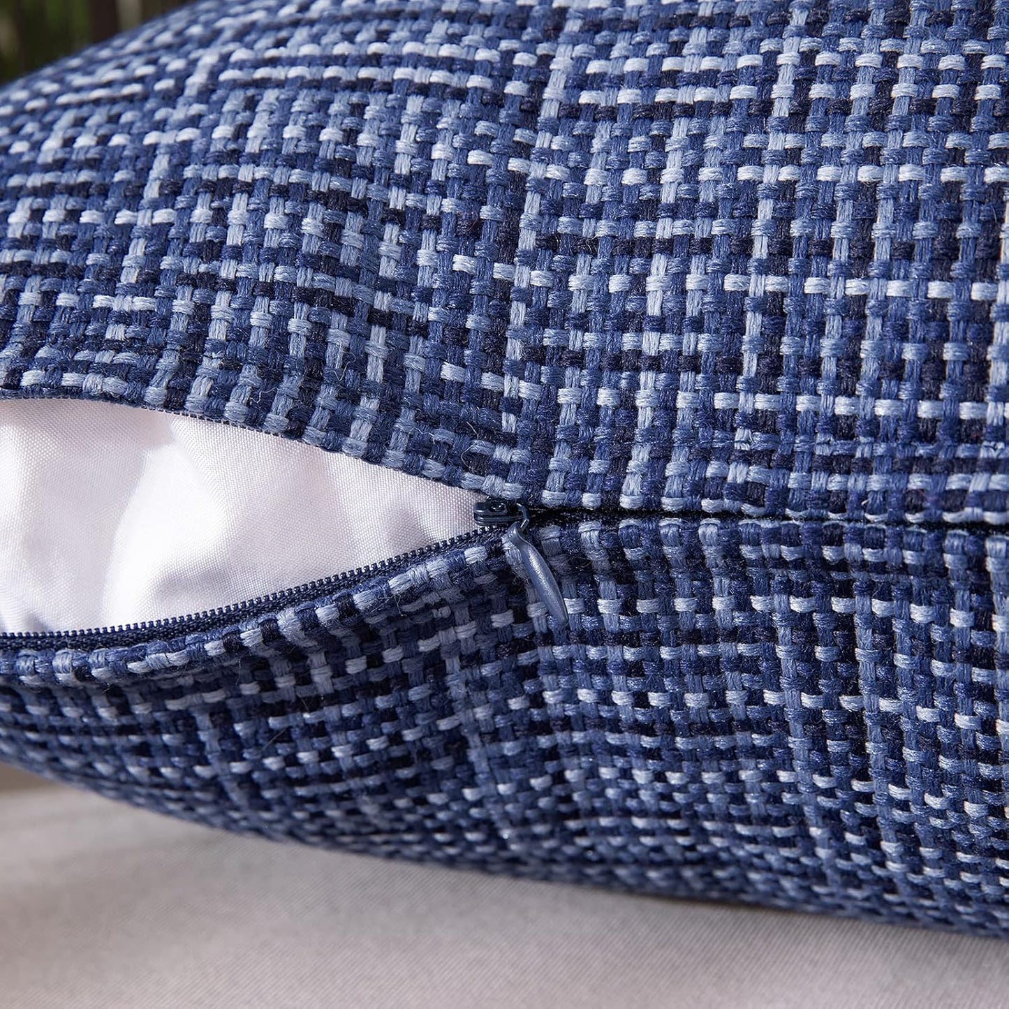 Outdoor Waterproof Throw Pillow Covers Decorative Farmhouse Water Resistant Cushion Covers for Tent Patio Garden Couch Sofa Pack of 2, 18X18 Inch Navy Blue