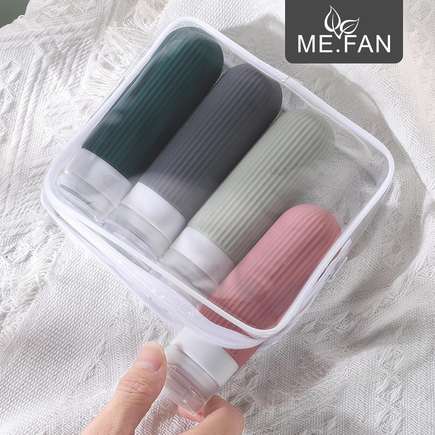 Travel Bottles for Toiletries, TSA Approved 3Oz Silicone Journey Size Containers, Portable Split Bottle for Conditioner, Shampoo, Lotion- 4 Pack Morandi
