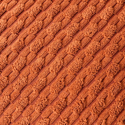 Set of 2 Rust Decorative Throw Pillow Covers 18X18 Inch with Pom-Poms for Couch Bed Sofa, Modern Farmhouse Boho Home Decor, Soft Plush Corduroy Terracotta Cushion Case 45X45 Cm