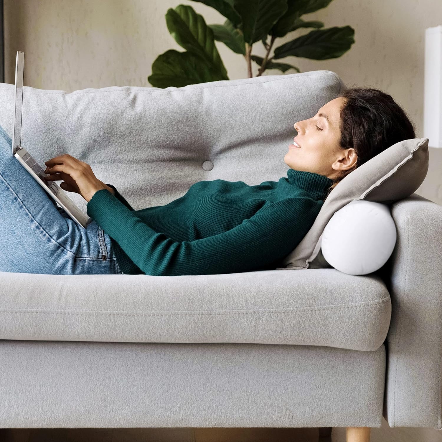 Bolster Pillows Insert (Pack of 2, White) - 6 X 16 Inches Bed and Couch Pillows - Indoor Decorative Pillows