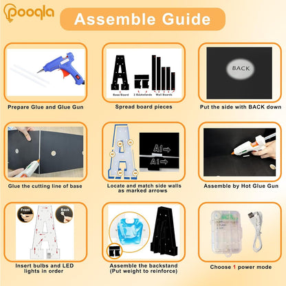 4 FT Marquee Light up Letters, Black Letter Lights 4 Feet Tall, Giant Sign Big Mosaic for Balloons Birthday Party Anniversary Wedding Decorations, Warm White S