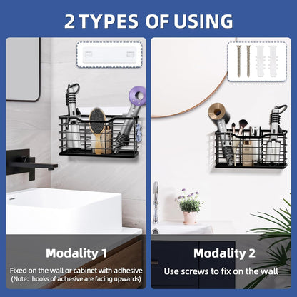 Hair Dryer Holder Hair Tool Organizer, Antirust Wall Mount Bathroom Hair Care Styling Tool Storage Basket for Hair Dryer, Curling Wands, Hair Straighteners