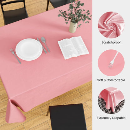 2PCS Blush Pink Table Cloth for Rectangle Table - 60 X 84 Inch Tablecloths Rectangular Waterproof Washable Wrinkle Resistant for 6 FT Tables Wedding Cocktail Party