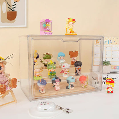 Blind Box Display Case, Acrylic Figures Display Case Clear for Collectibles, Birthday Gift, Stackable Storage Box with Magnetic Door Action