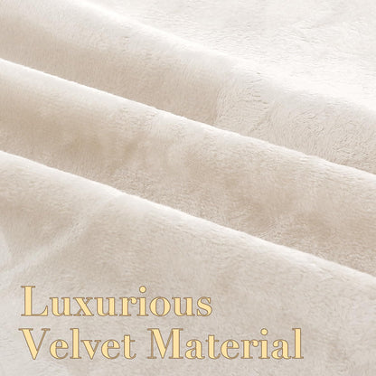 Velvet Curtains 63 Inches 2 Panels Luxury Room Darkening Curtains for Bedroom Floral Leaf Pattern Curtain Thermal Insulated Grommet Window Drapes, W52 X L63 Inches, Ivory