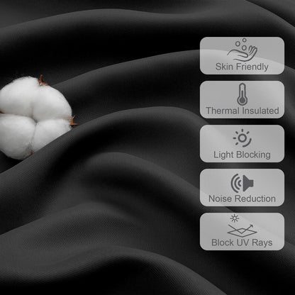 Black Valance for Window, Blackout Small Kitchen Curtain for Bedroom/Living Room, Rod Pocket Privacy Short Window Treatment Valance RV Bunk Panels, 60" Wx14 L