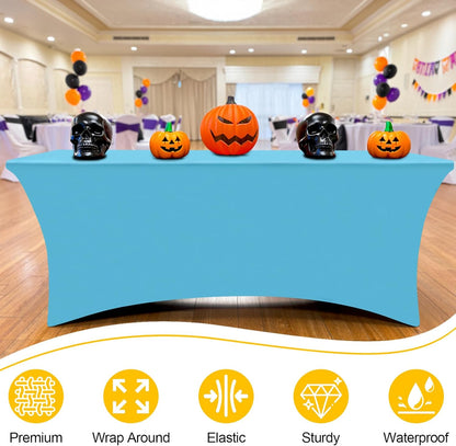 2 Pack Spandex Table Cloth 4FT, Elastic Fitted Stretch Tablecloths for Rectangle Tables, Washable Table Cover for Outdoor, Wedding, Banquet & Parties (Blue Mist, 48Lx30Wx30H Inch)