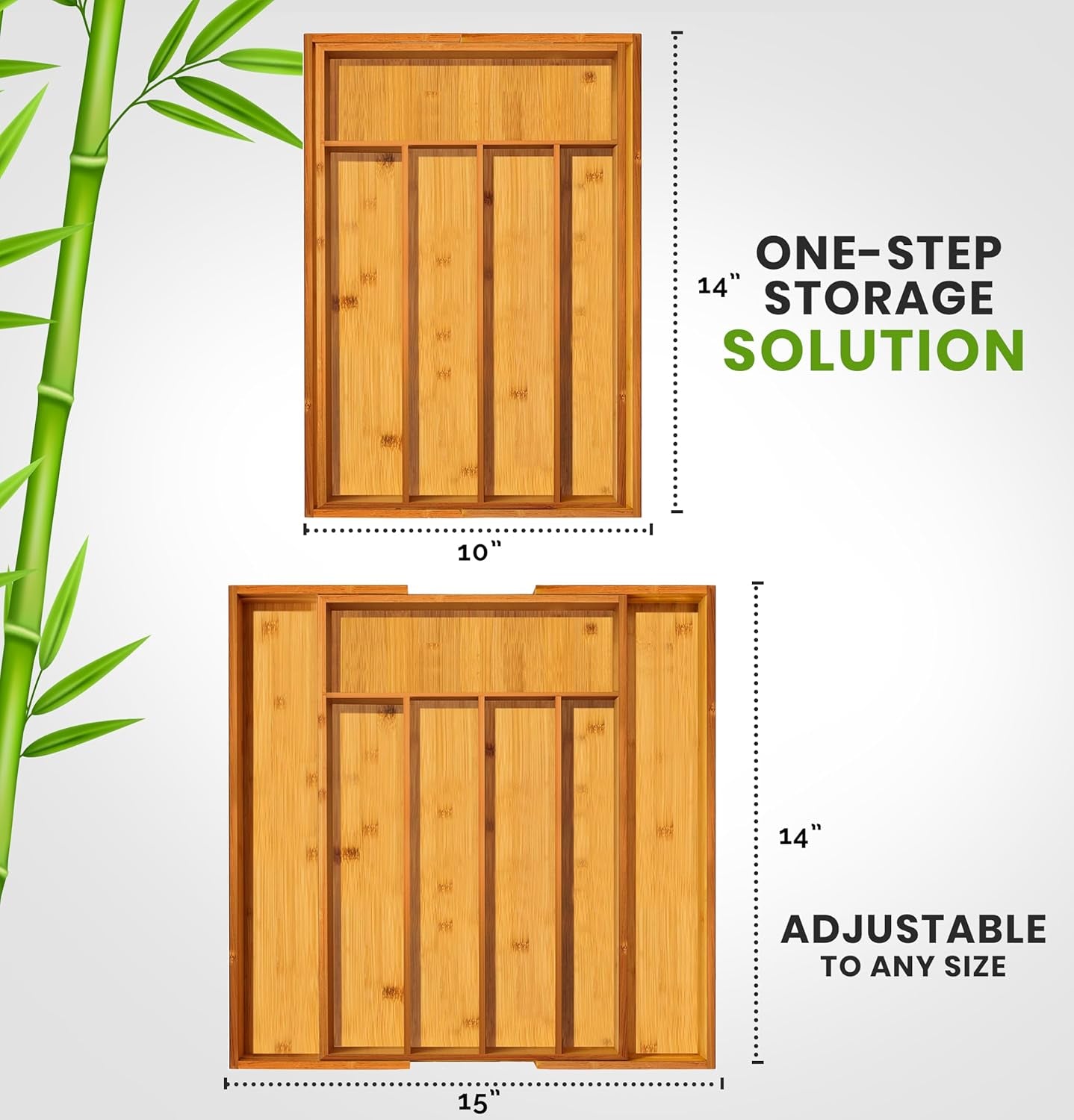 Expandable Bamboo Utensil Drawer Organizer, Silverware Organizer for Cutlery, Flatware Holder (5-7 Slots, Natural) - Pack of 1