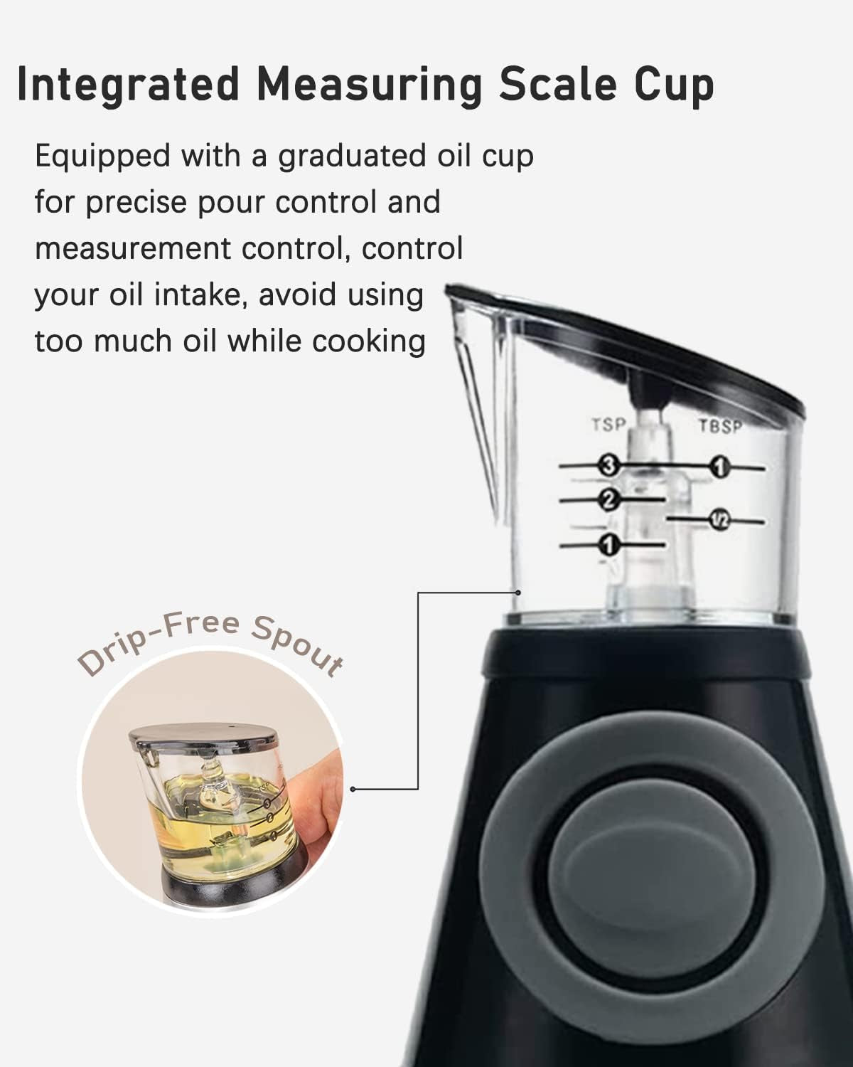 Oil Dispenser Bottle, 17Oz Olive Oil Dispenser Oil Sprayer, Clear Glass Refillable Oil and Vinegar Dispenser Bottle with Measuring Scale Pump for Kitchen, Cooking, Salads, Baking Frying