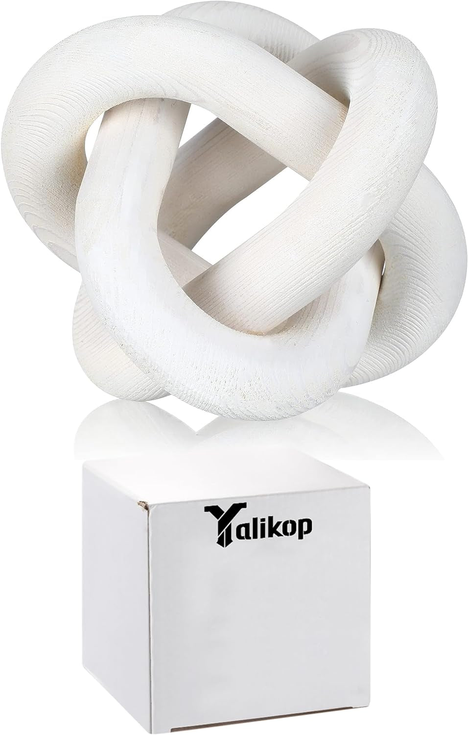 3 Link Wood Knot Decor - Hand Carved Coffee Table Decoration, Boho Chain Link Decor, Modern Shelf, Rustic Objects for Home Living Room Bedroom(White)