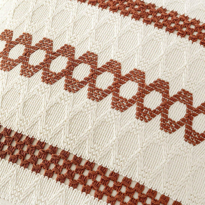 Set of 2 Rust Fall Decorative Lumbar Pillow Covers 12X20 Inch Farmhouse Rustic Boho Couch Throw Pillows Modern Cotton Cushion Covers Retro Cute Macrame Woven Home Decor for Bed Sofa Chair