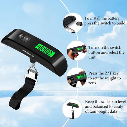 Luggage Scale, Portable Luggage Weight Scale 110Lb/50Kg with LED Display, Luggage Scale Travel Digital for Weighing Luggage, Backpacks, Fruits and Pets (Black)
