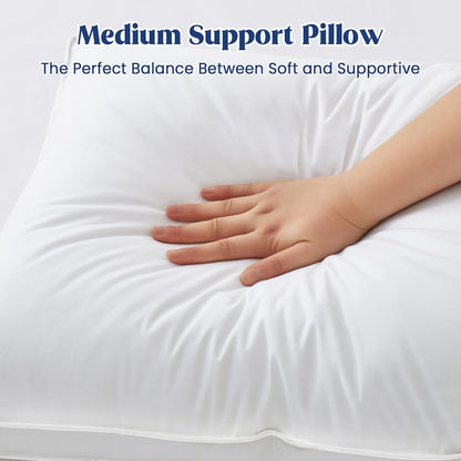 ® Goose Feather down Pillows King Size Set of 2, 100% Cotton Cover, Luxury Hotel Collection Pillow, Soft Fluffy Medium Firm Bed Pillow for Back, Stomach or Side Sleeper.