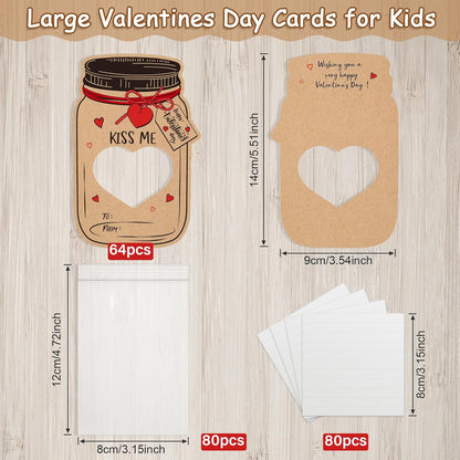 40 Pack Valentines Day Cards for Kids, Jars Happy Valentines Cards for Kids, Unique Valentines Gifts for Boys and Girls, Funny Valentines Exchange Cards Gifts School Classroom Prize Party Favors