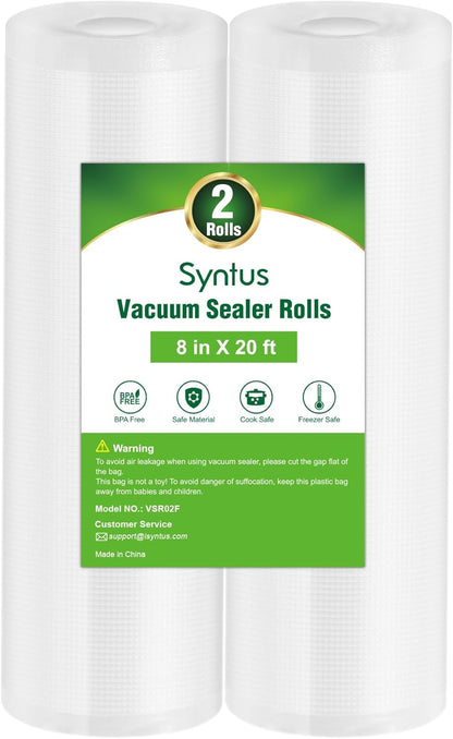 Vacuum Sealer Bags for Food, 2 Pack 8" X 20' Commercial Grade Bag Rolls, Food Vac Bags for Storage, Meal Prep or Sous Vide
