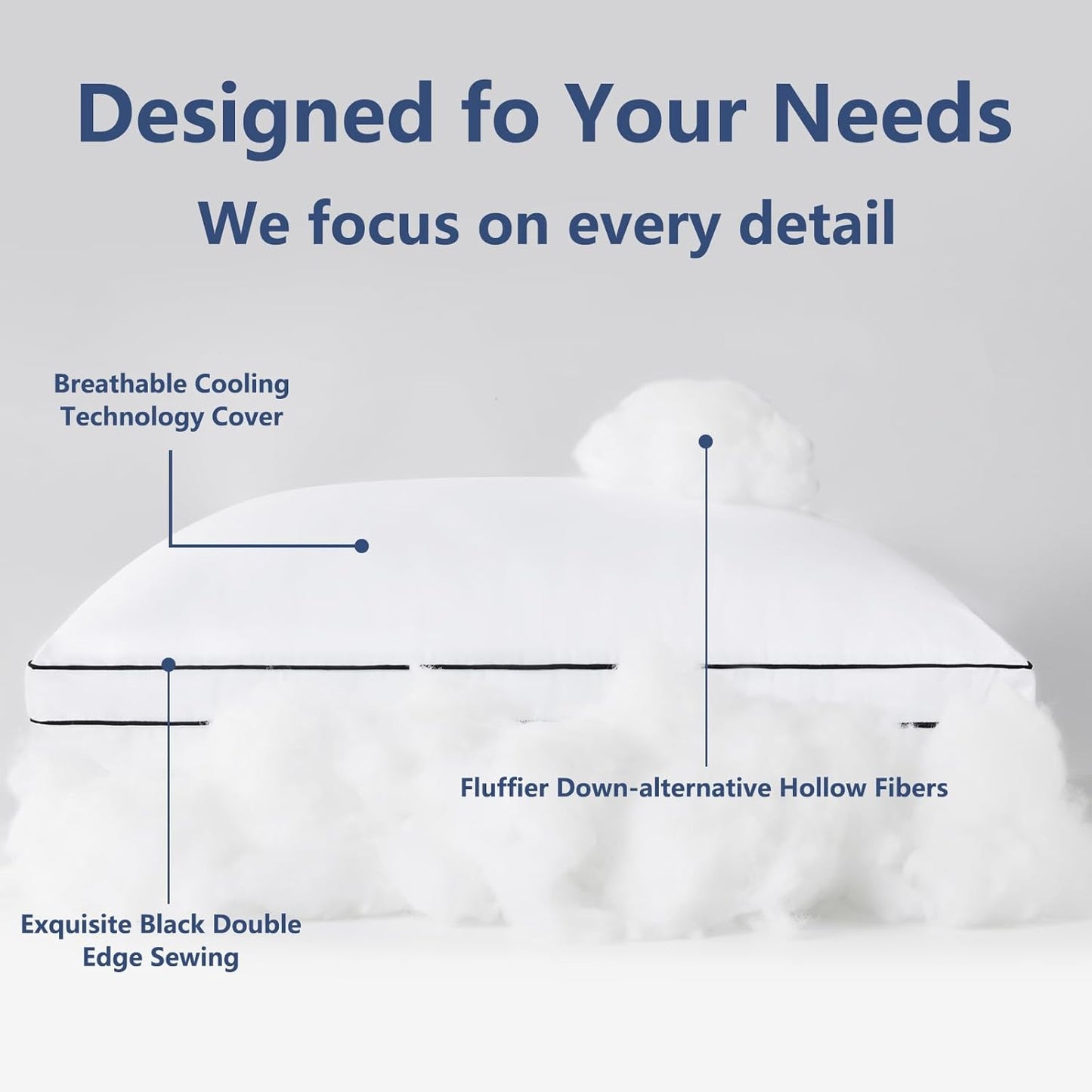 King Bed in a Bag 7-Pieces Comforter Sets with Comforter and Sheets Dark Grey Bundle Pillows King Size Set of 2, Soft and Supportive 3D down Alternative Bed Pillows for Sleeping 2 Pack