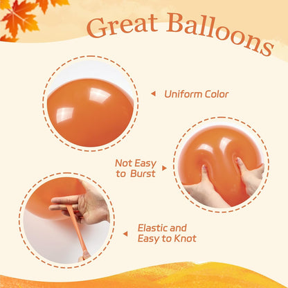 60Pcs 12Inch Fall Balloons Thanksgiving Balloons with Burnt Orange Nude White Metallic Gold Confetti Balloon for Autumn Birthday Little Pumpkin Wedding Fall Baby Shower Decorations