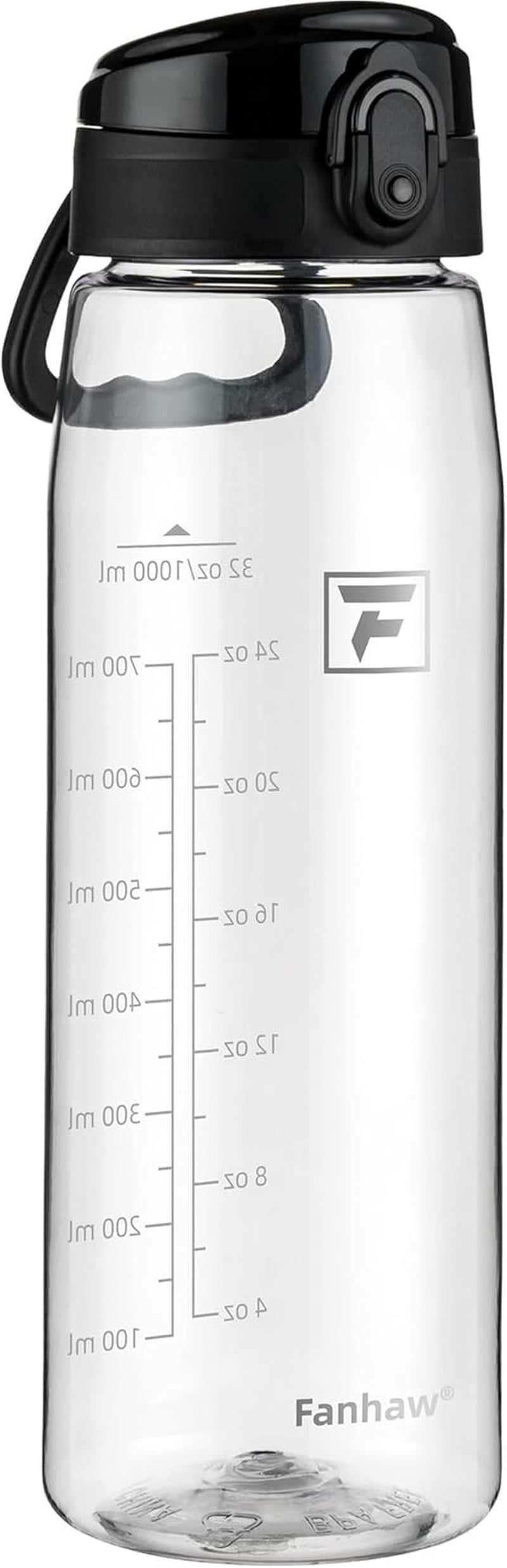 32 Oz Tritan Water Bottle with Chug Lid - Clear, Bpa-Free, Lightweight, Wide Mouth, Leak-Proof, Perfect for Gym, Travel, School, Office, and Sports (Clear & Black)